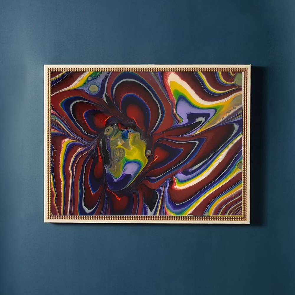 Acrylic Epoxy Abstract Painting On Canvas Original